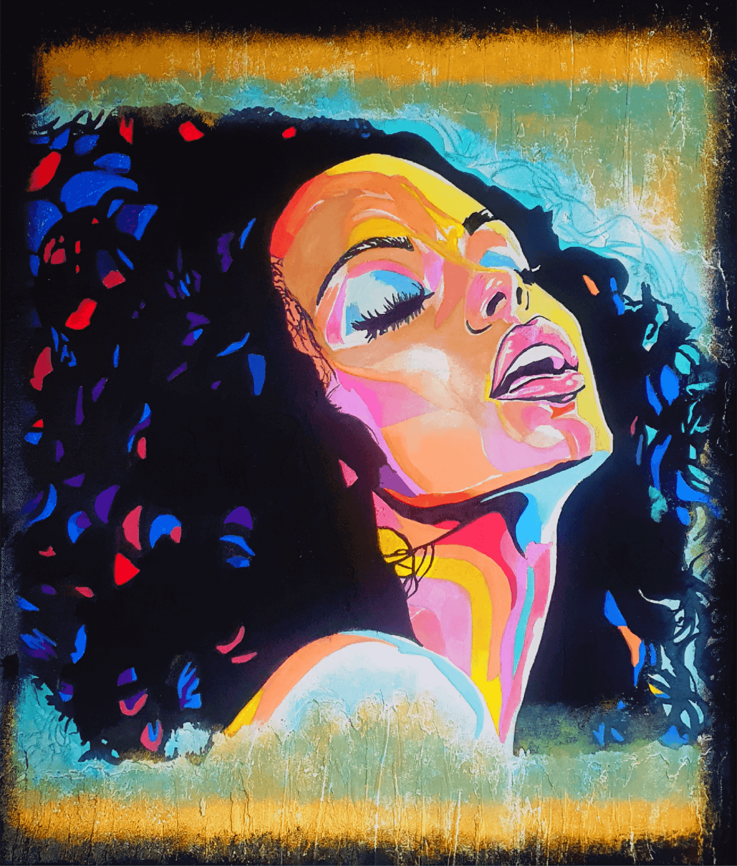 Iconic Energy by PopDragon Art – Original Artwork, Whitney Houston inspired, hand-textured canvas, UK artist